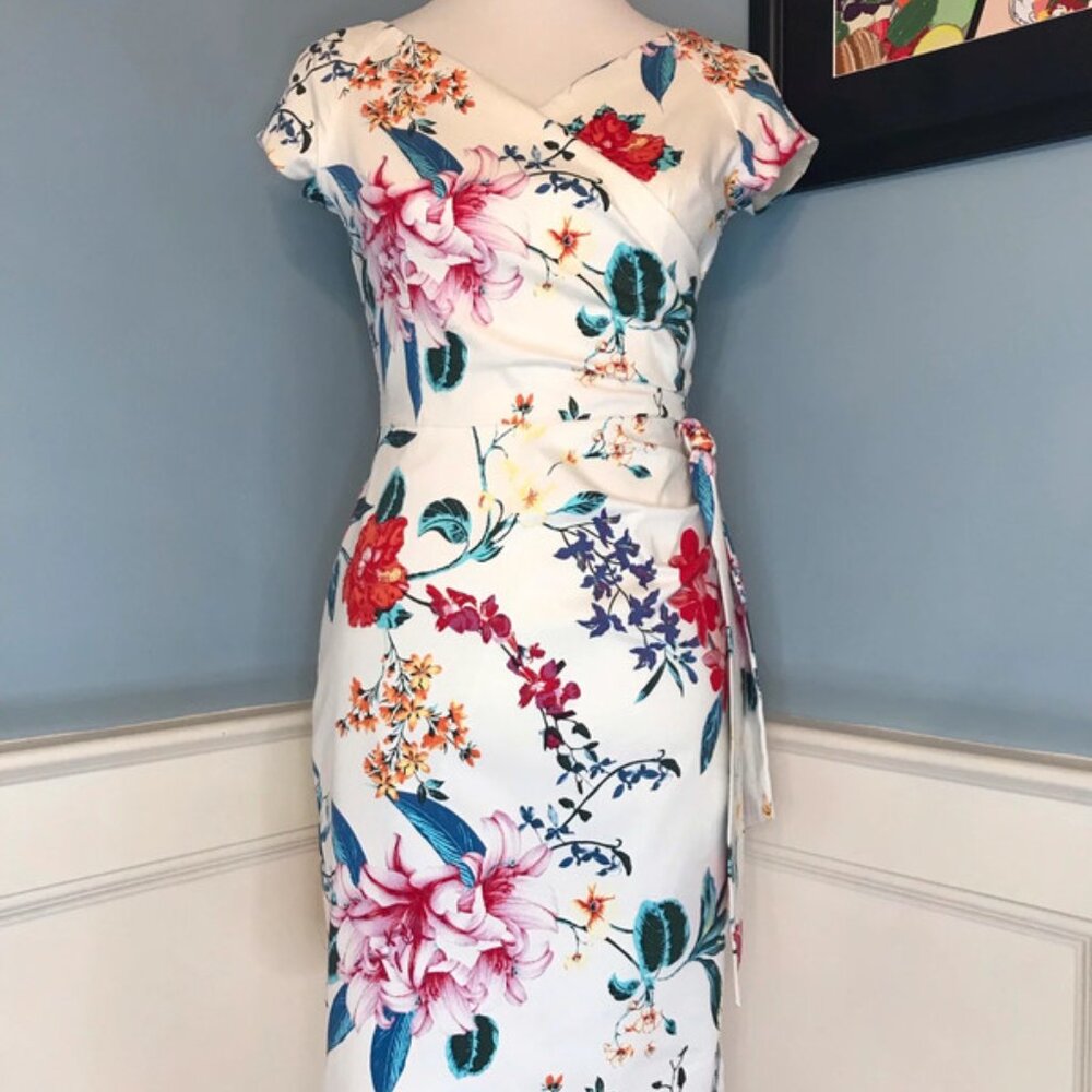 The Pretty Dress Company Floral Print Hourglass Pencil Dress Sz UK10 / US6